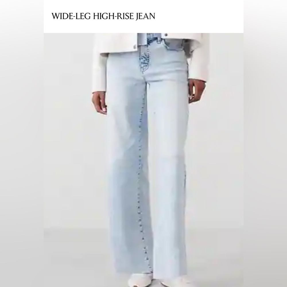 Banana Republic Factory Light Blue Wide-Leg  High-Rise Jeans